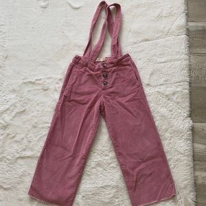Zara girls SIZE 6 pink corduroy suspender pants